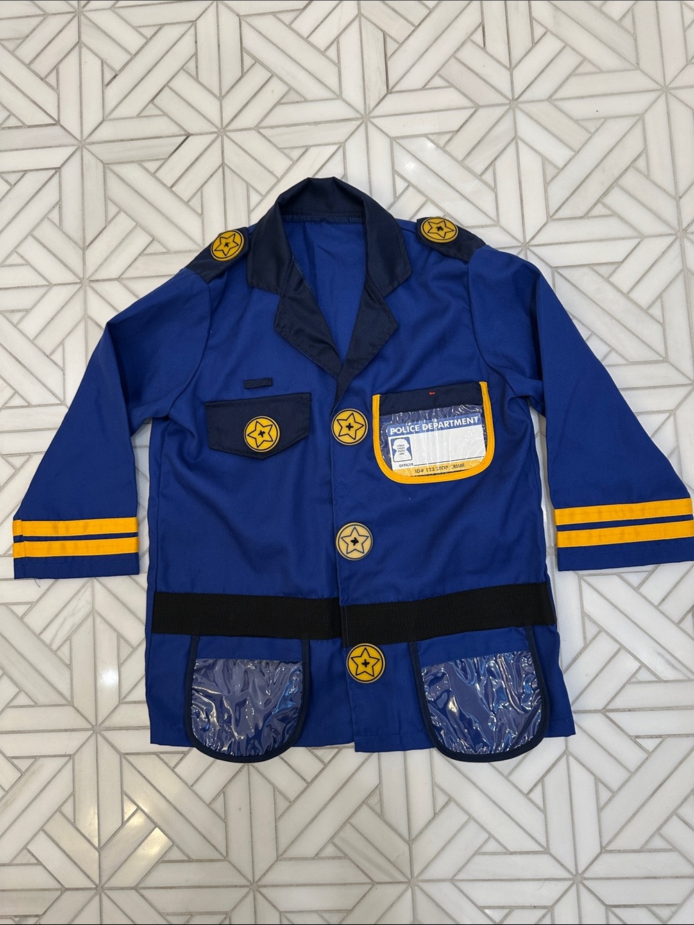Melissa & Dough Kids Blue Police Officer Role Play Jacket with Badge Accents.